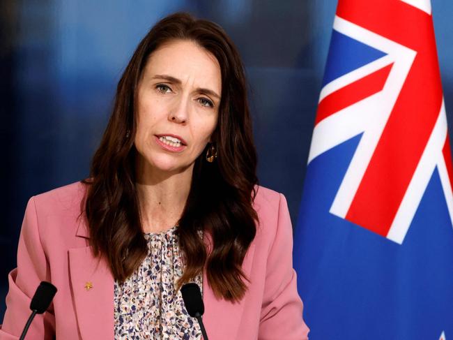 (FILES) New Zealand Prime Minister Jacinda Ardern holds a press conference with French President Emmanuel Macron (out of frame) following talks on the sidelines of the 77th session of the United Nations General Assembly at UN headquarters in New York on September 20, 2022. Ex-New Zealand Prime Minister Jacinda Ardern announced on June 23, 2023, she will write a book about leadership to be published worldwide, after five tumultuous years in charge of the Pacific nation. (Photo by Ludovic MARIN / AFP)