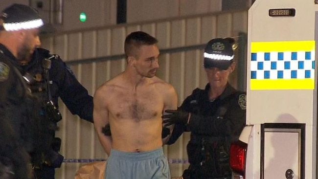 Ben Maksimovic is arrested at the Tea Tree Gully home in April. Picture: 7NEWS