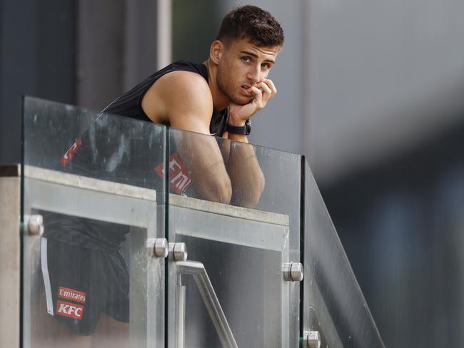 Nick watches on during a 20-minute match simulation. Picture: Michael Klein