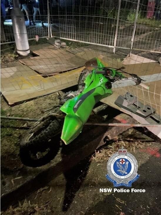 One of the teenagers allegedly tried to flee on an unregistered trail bike. Picture: NSW Police