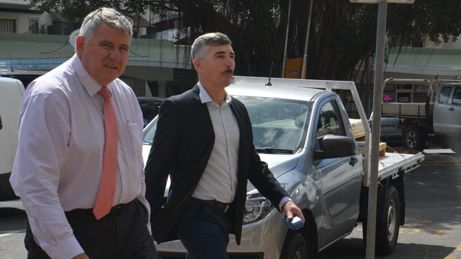 Alan Vico, right, arrives at Cairns District Court with solicitor Bebe Mellick. Vico pleaded not guilty to rape but a jury found him guilty.