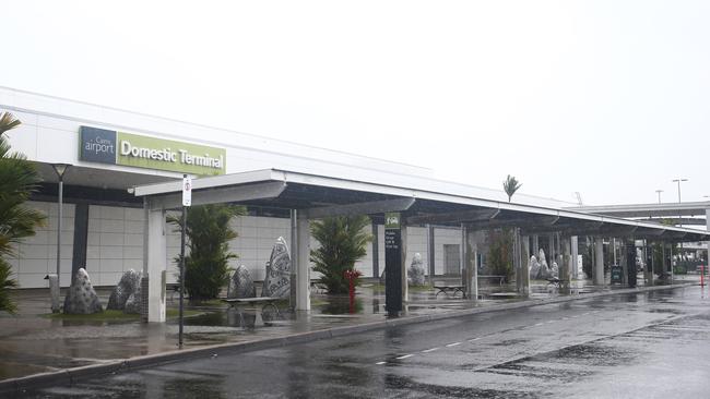 Wet weather at the Cairns Airport on Tuesday afternoon. Picture: Brendan Radke