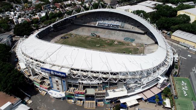 Work has stopped on the redevelopment of the Sydney Football Stadium. Picture: Jonathan Ng