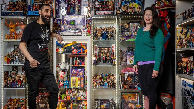 David and Danielle Sirianni are collectors of WWE wrestling, Ghostbusters and Star Wars. Picture: Jake Nowakowski