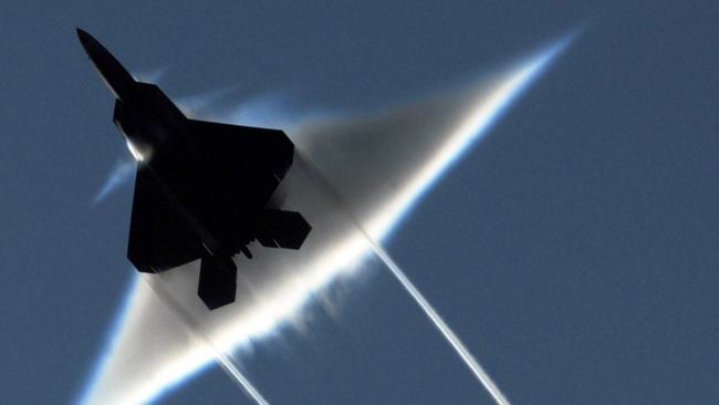 Two US air force F-22 jets fired warning flares after Russian jets entered US-patrolled airspace over Syria. Picture: Ronald Dejarnett, US Navy/AP