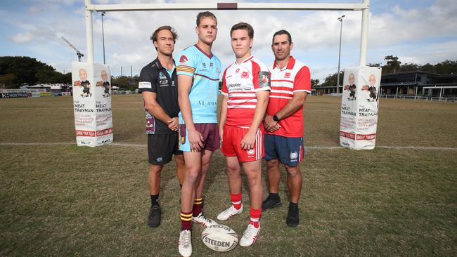 Keebra coach Peter Norman with captain Jett Bryce, PBC captain Zane Harrison and coach Tim Maccan. Picture Glenn Hampson