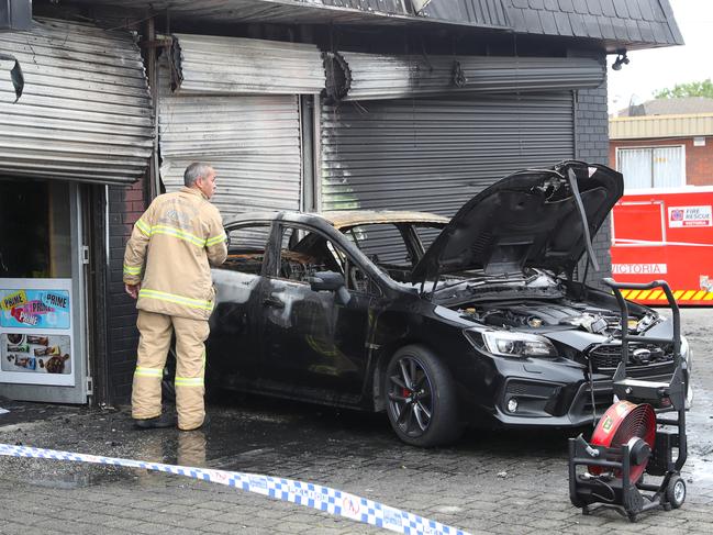 Scene of a firebombing of a shop at Meadow Heights. Tuesday, September 24. 2024. Picture: David Crosling