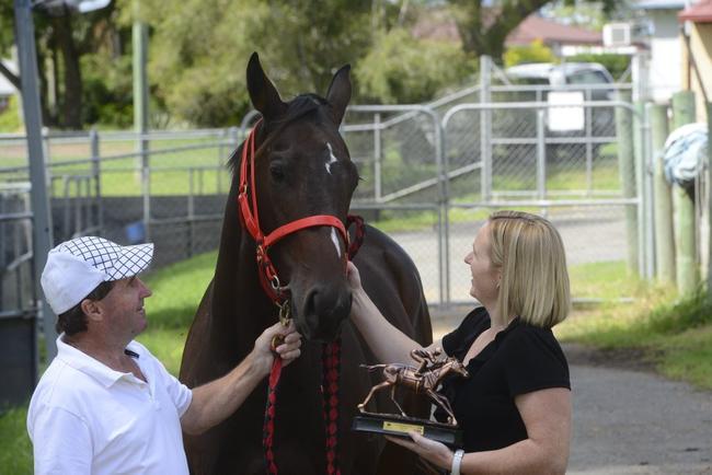 Trainer Paddy Cunningham and part owner Danielle Cunningham with horse "Shinji" - that won at Eagle Farm on Saturday. Photo Adam Hourigan / The Daily Examiner. Picture: Adam Hourigan