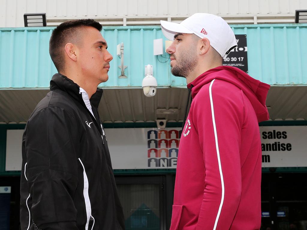 Tim Tszyu and Michael Zerafa’s last fight was cancelled three years ago. Picture: Peter Lorimer/Getty Images