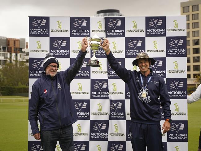 Carlton president Neville Box and captain Evan Gulbis. Picture: Valeriu Campan