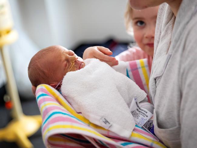 Tommy Stephens was born in the lift at Epworth Freemasons Maternity Hospital. Picture: Mark Stewart