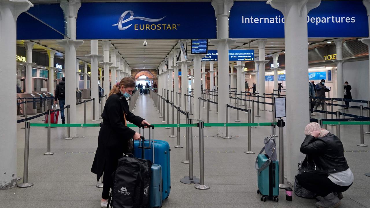 Travellers prepare to depart on the high-speed Eurostar service from St Pancras International railway station in London. Picture: Niklas Halle'n/AFP