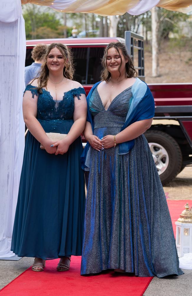 Mikayla Ross and Montana Dodt arrive at the Gympie State High School formal 2023. November 16, 2023. Picture: Christine Schindler