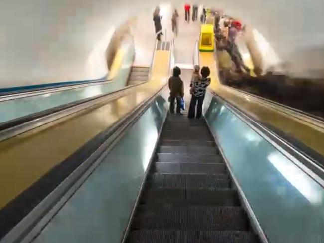 Filmmakers Rob Whitworth and JT Singh take viewers through a train station in North Korea. Picture: Rob Whitworth and JT Singh/National Geographic