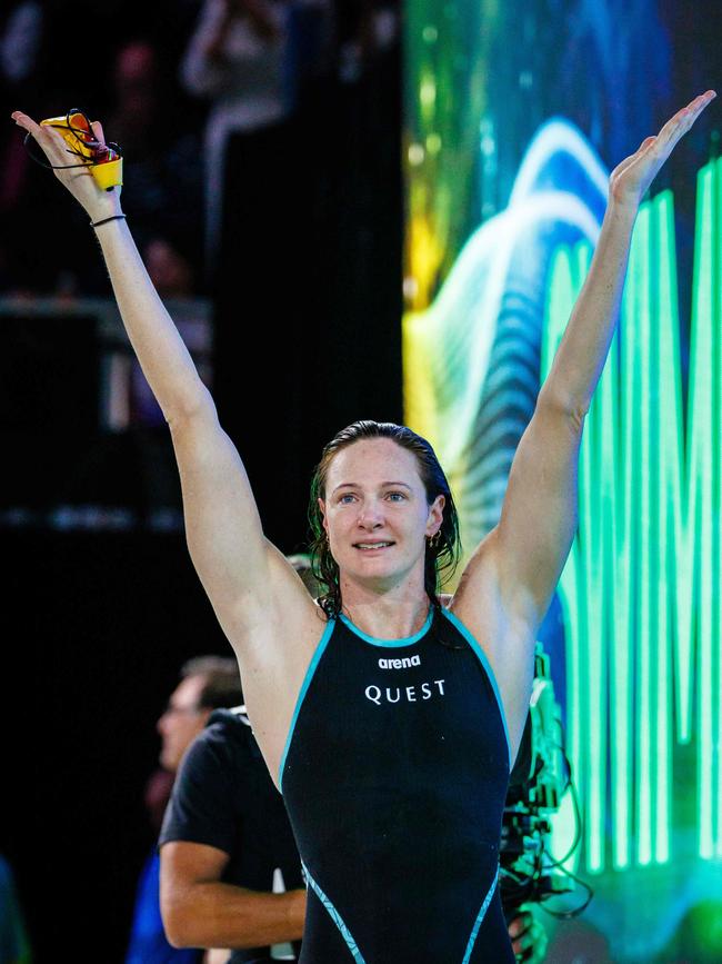 Cate Campbell’s elite swimming career came to an end after the Australian Swimming Trials at Brisbane Aquatic Centre. Picture: AFP