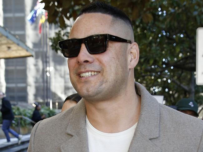 SYDNEY, AUSTRALIA - NewsWire Photos JUNE 28 , 2024:  Jarryd Hayne arrives at Downing centre Court with wife Amellia Bonnici. The DPP will not seek to prosecute Hayne for a fourth time on sexual assault charges. Picture: NewsWire / John Appleyard