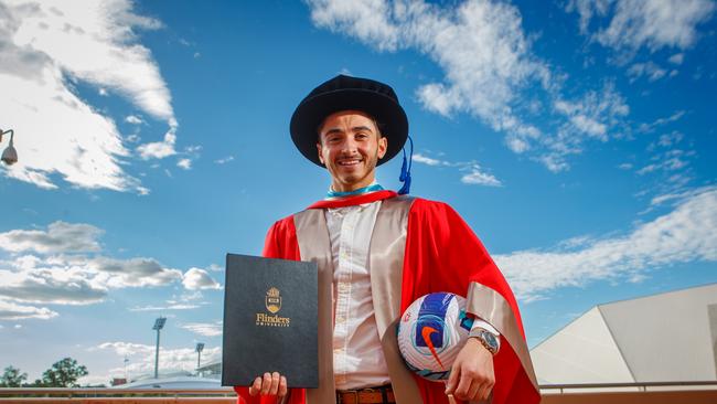 Flinders University presented Josh Cavallo with an Honorary Award of a Doctor of the University. Picture Matt Turner.