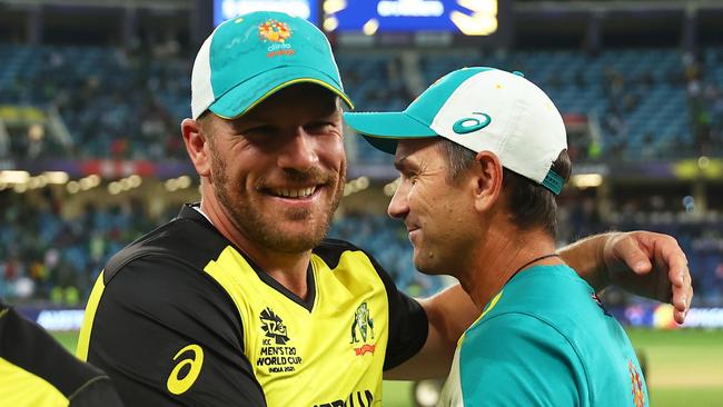 Aaron Finch and Justin Langer have guided the Aussies to the final. Picture: Michael Steele / ICC via Getty Images