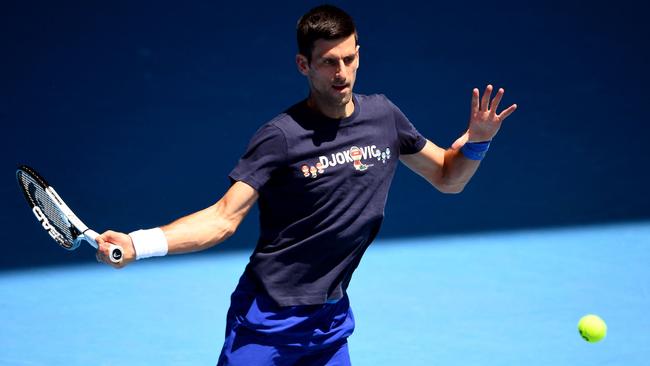 Novak Djokovic at Melbourne Park on Wednesday. Picture: AFP Images