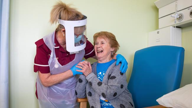 Margaret Keenan, 90, the first patient in the United Kingdom to receive the vaccine. Picture: Getty Images.