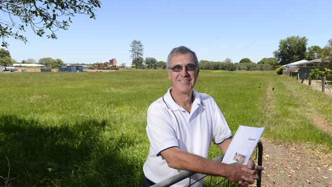 Chairman of Clarence Village Limited Geoff Shepherd in front of the land purchased by the group to build new independent living units. Photo Adam Hourigan / The Daily Examiner