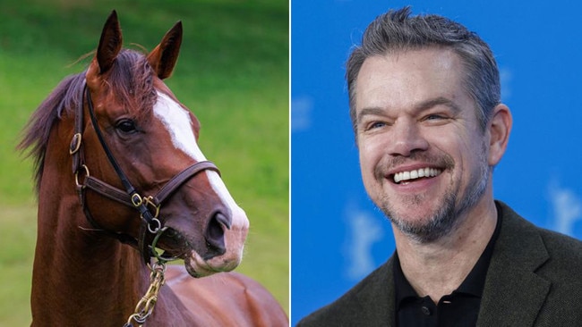 Horse racing tragic Matt Damon won his first race as owner when Dale won at Tamworth on Thursday. Pictures: News Corp