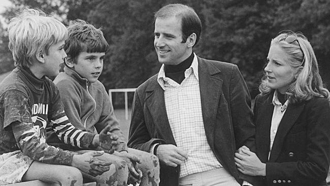 Joseph Biden with his sons Beau (L) and Hunter and his future wife Jill in an undated photo. Picture: AFP