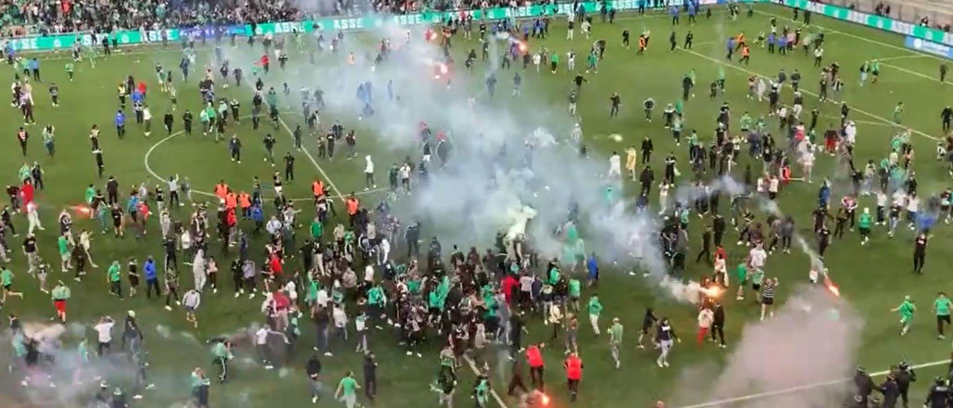 Saint-Etienne vs Auxerre relegation result: Fans invade as riot police use  tear gas