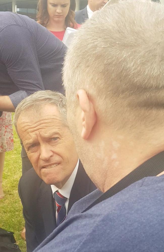 Bill Shorten has been confronted by a cancer patient while on the campaign trail.