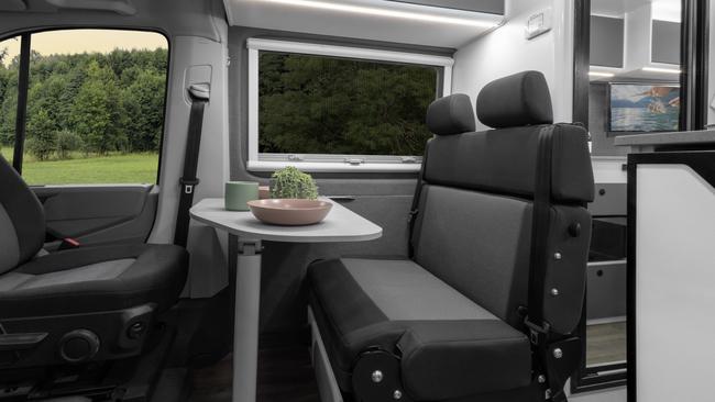 There’s a four-seat dining table, TV and internet capability. Picture: Supplied.