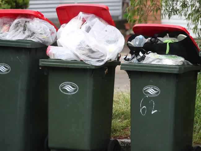 Red and yellow topped bins in the Randwick, Kensington, kingswood area some over flowing.picture John Grainger