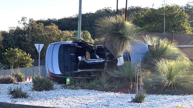 The crash scene at Salamander Bay. Picture: Peter Lorimer