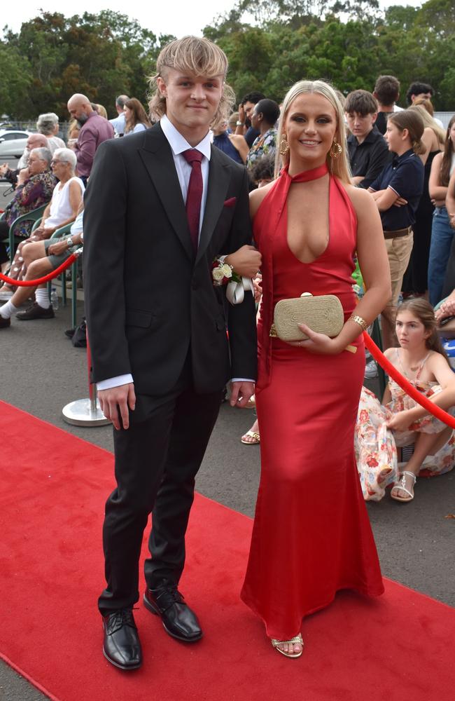 Tom Worthington and Hayley Robinson at the Pacific Lutheran College Formal held at the Sunshine Coast Turf Club on November 15, 2024. Picture: Sam Turner