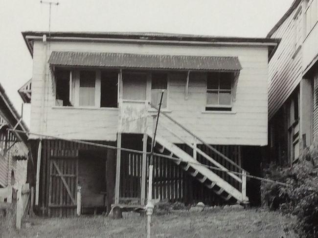 A picture of the backyard of the McCulkins' home at 6 Dorchester St at Highgate Hill in the 1970s, when the family went missing. The picture was tendered during Garry Dubois' trial for the alleged murders of Barbara, Leanne and Vicki McCulkin - Photo Supplied QLD Court