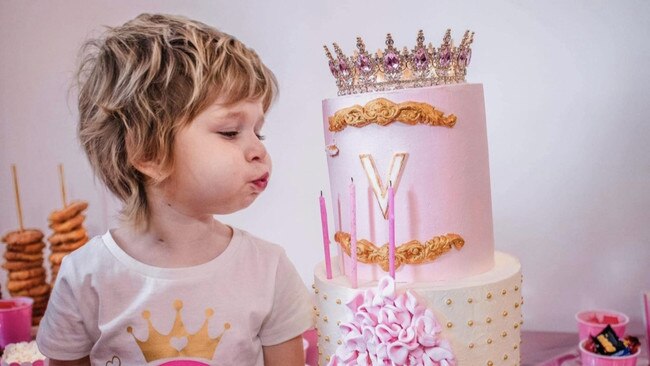 Valentina blowing the candles out on her birthday cake. Picture: Supplied