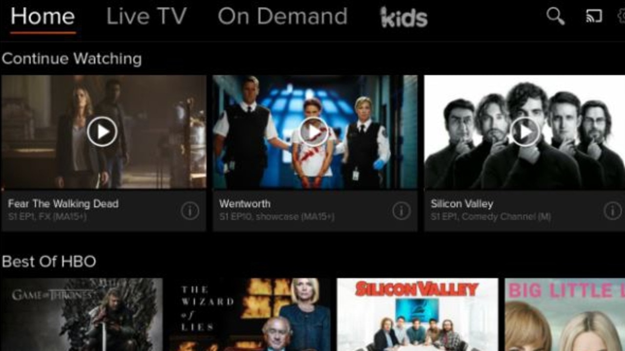 The Foxtel Now app can be watched on Google or Apple tablets and smartphones, or streamed to a television screen via Telstra TV or Chromecast.