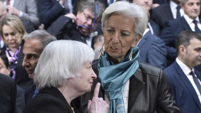 US Treasury Secretary Janet Yellen, left, and European Central Bank president Christine Lagarde. Picture: AFP