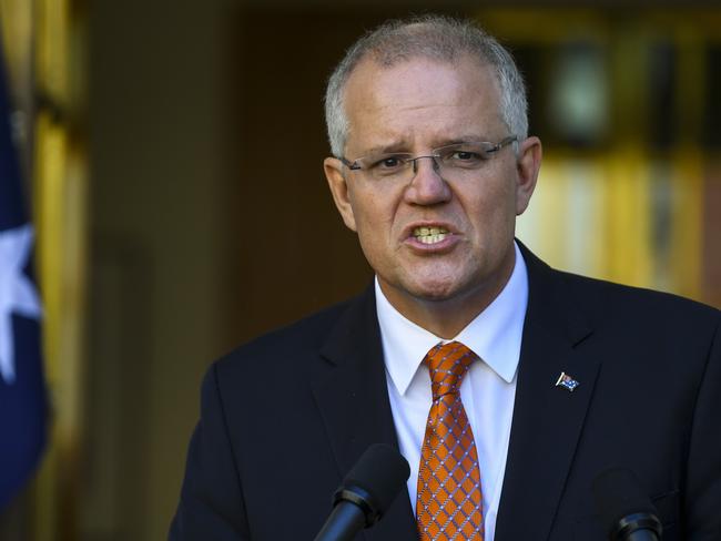 Australian Prime Minister Scott Morrison speaks to the media during a press conference at Parliament House in Canberra, Wednesday, February 13, 2019. (AAP Image/Lukas Coch) NO ARCHIVING