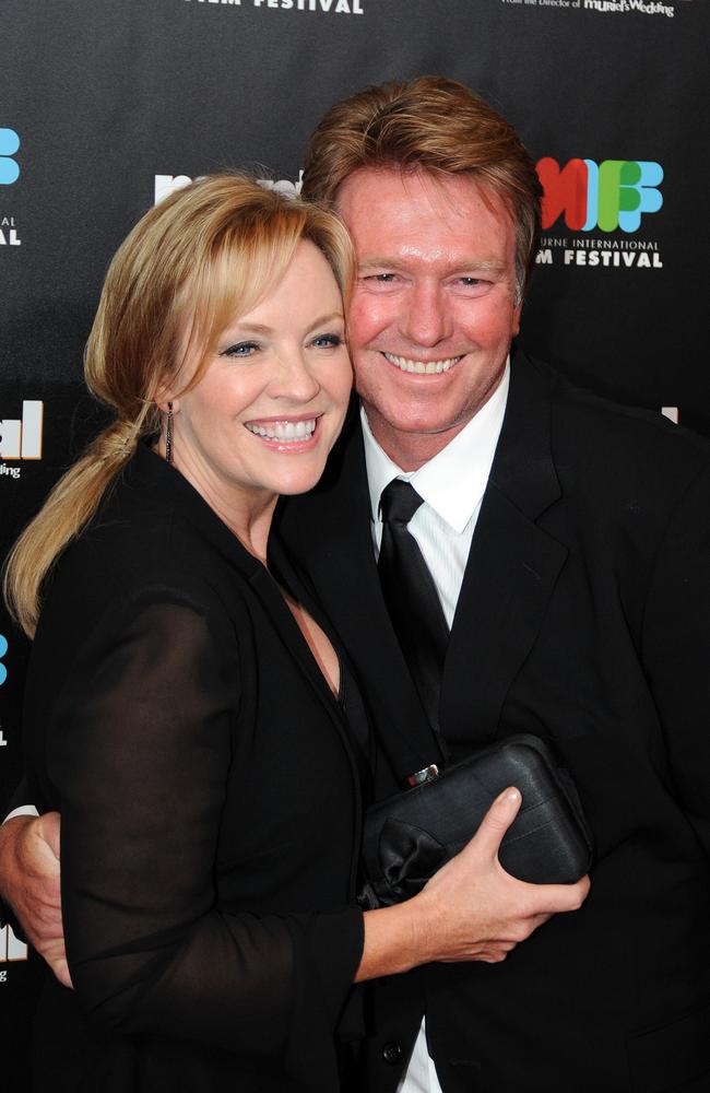 Rebecca Gibney and her husband, Richard Bell. Picture: AAP