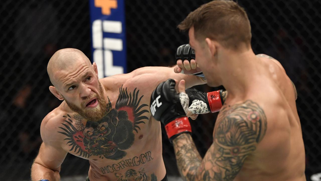 Conor McGregor and Dustin Poirier have been involved in an online spat. (Photo by Jeff Bottari/Zuffa LLC via Getty Images)
