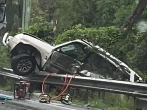 The scene of the two vehicle crash at Moggill Rd, Pinjarra Hills. Picture: Supplied