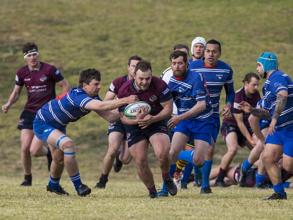 Lachlan Puig of Toowoomba Bears against USQ in Downs Rugby Risdon Cup round 11 rugby union at USQ, Saturday, June 19, 2021. Picture: Kevin Farmer