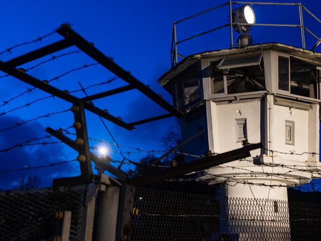 A control tower of the former GDR border guard forces at a former fortified border crossing between East and West Germany. Picture: Jens Schlueter/Getty Images