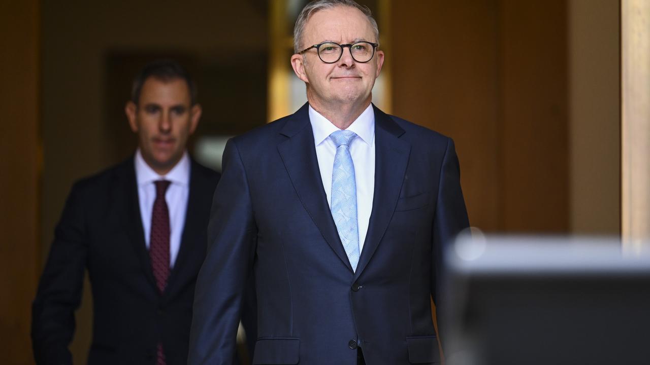 Treasurer Jim Chalmers and Prime Minister Anthony Albanese held a press conference at Parliament House in Canberra on Tuesday. Picture: NCA NewsWire / Martin Ollman