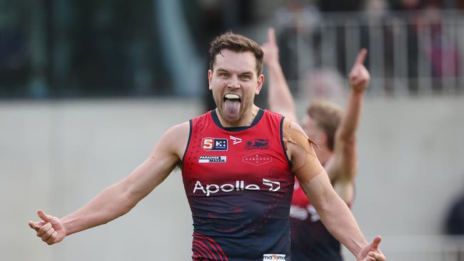 Matt Nunn celebrates a goal for the Redlegs. Picture: David Mariuz