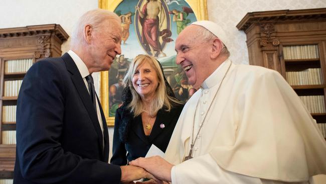 Pope Francis meeting with US President Joe Biden in 2021. Picture: AFP