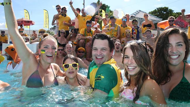 Warren Livingstone with clients of The Fanatics on tour at 2014 FIFA World Cup Brazil. Picture Craig Greenhill