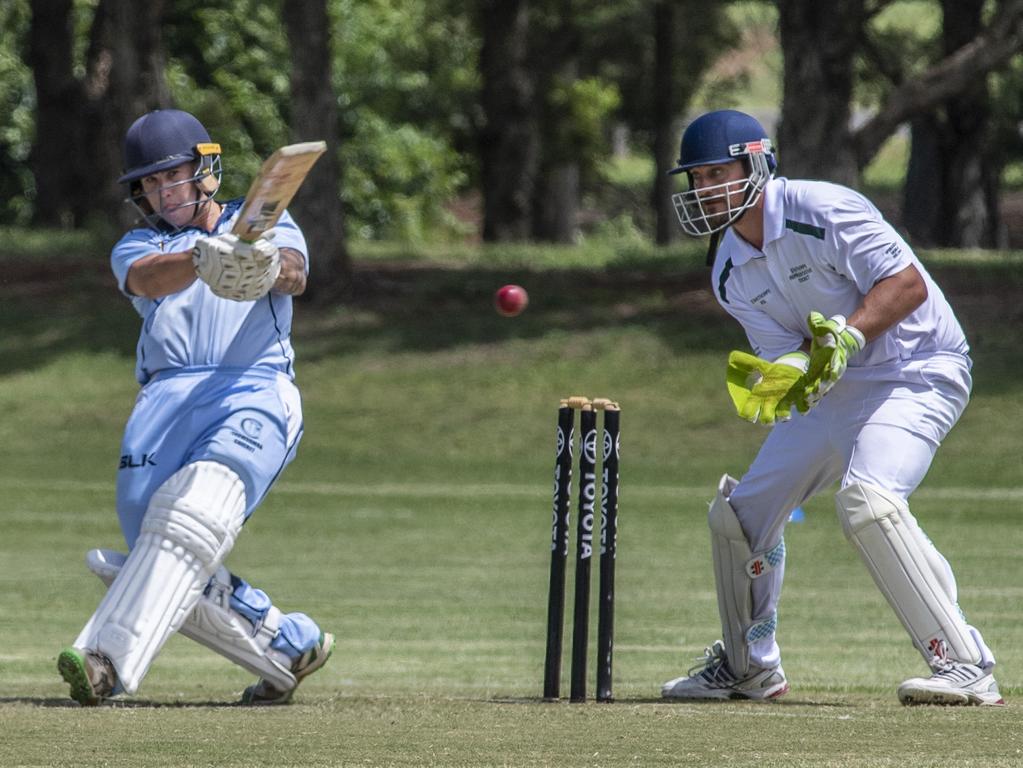 Brandon Walker bats for Toowoomba. Mitchell Shield cricket, Toowoomba Reps vs Stanthorpe. Sunday. 17th Jan 2021