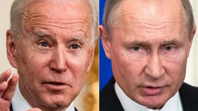 Joe Biden and Vladimir Putin spoke by phone on April 13. Picture: AFP