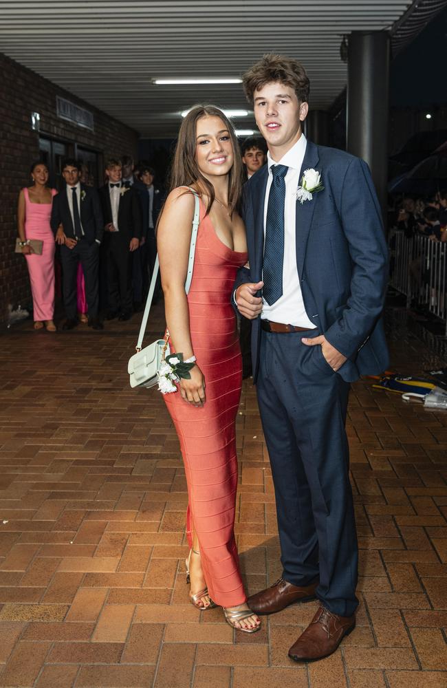 Zoe Andrews partners Baxter Tzannes to the Toowoomba Grammar School formal at Rumours International, Wednesday, November 13, 2024. Picture: Kevin Farmer